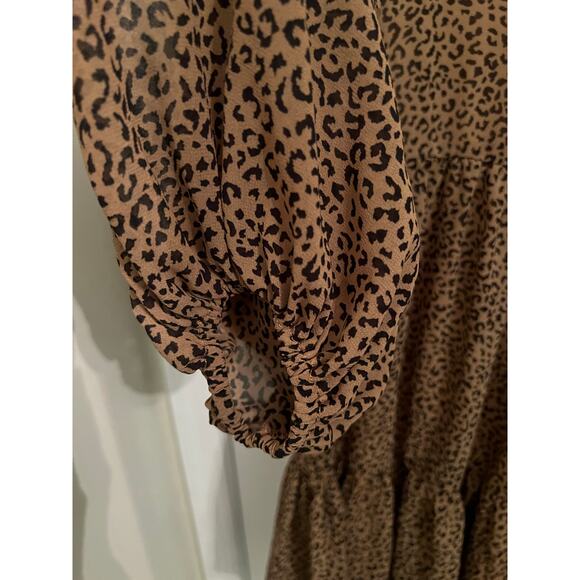 Missguided Plus Animal Print Mini Ruffle Dress US 12 Sheer Leopard Flowy Mobwife - Picture 4 of 6
